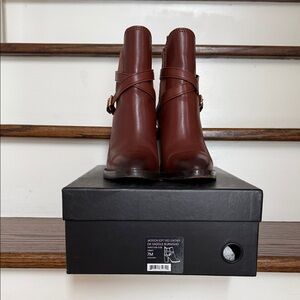 Coach Chestnut Leather Ankle Booties